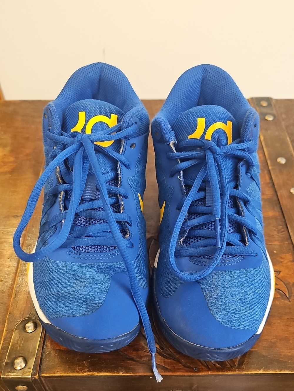 Nike KD Kids' Blue and Yellow Basketball Shoes